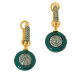 Rarities Sterling Silver Goldclad Malachite & Green Diamond  Drop Earrings